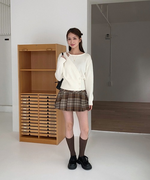 ハーフプリーツチェックスカート（スカート）｜by muni:r（バイ