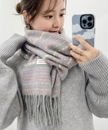 襟マフラー　グレーチェック マフラー（グレー/灰色系・チェック柄）ファッション通販 - ZOZOTOWN