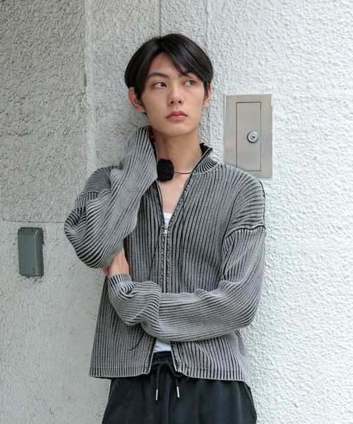 3.3 Field Trip （3.3フィールドトリップ）の「3.3 Field Trip／ピグメントZIPニット（カーディガン/ボレロ・メンズ・ブラック/ダークブラウン・MEDIUM/LARGE）」の5枚目の写真