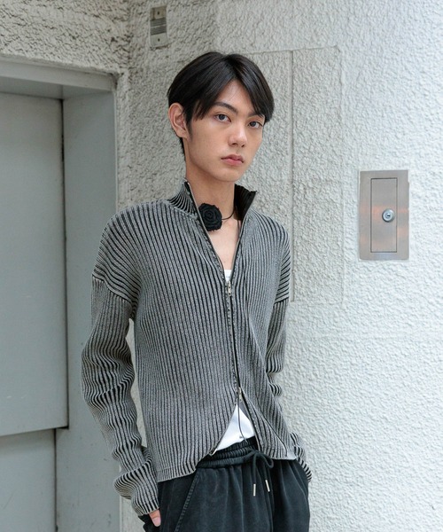 3.3 Field Trip （3.3フィールドトリップ）の「3.3 Field Trip／ピグメントZIPニット（カーディガン/ボレロ・メンズ・ブラック/ダークブラウン・MEDIUM/LARGE）」の6枚目の写真