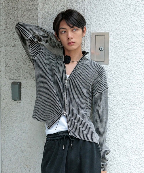 3.3 Field Trip （3.3フィールドトリップ）の「3.3 Field Trip／ピグメントZIPニット（カーディガン/ボレロ・メンズ・ブラック/ダークブラウン・MEDIUM/LARGE）」の14枚目の写真