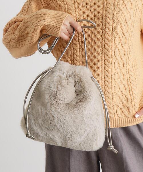 grove（グローブ）の「◆リサイクルエコファー巾着ショルダー（ショルダーバッグ・レディース・グレー/ブラウン系/ライトグレー・00）」の20枚目の写真