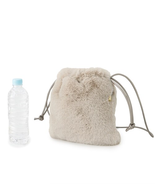 grove（グローブ）の「◆リサイクルエコファー巾着ショルダー（ショルダーバッグ・レディース・グレー/ブラウン系/ライトグレー・00）」の10枚目の写真