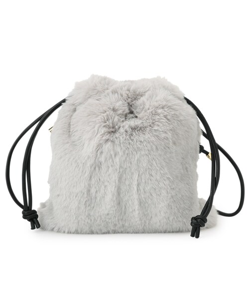 grove（グローブ）の「◆リサイクルエコファー巾着ショルダー（ショルダーバッグ・レディース・グレー/ブラウン系/ライトグレー・00）」の11枚目の写真