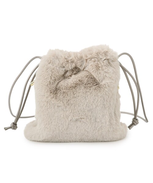 grove（グローブ）の「◆リサイクルエコファー巾着ショルダー（ショルダーバッグ・レディース・グレー/ブラウン系/ライトグレー・00）」の13枚目の写真