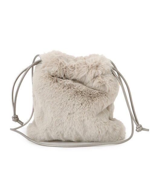 grove（グローブ）の「◆リサイクルエコファー巾着ショルダー（ショルダーバッグ・レディース・グレー/ブラウン系/ライトグレー・00）」の15枚目の写真