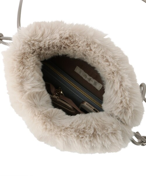 grove（グローブ）の「◆リサイクルエコファー巾着ショルダー（ショルダーバッグ・レディース・グレー/ブラウン系/ライトグレー・00）」の22枚目の写真