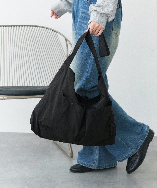 S'AIME◆ダブルポケットホーボーショルダーバッグ◆送料込 S'AIME◇セメ◇バケットショルダーバッグ(M) 2way/送料込 (S