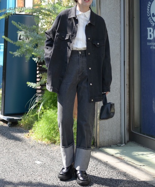 セール】ルーズミドル丈デニムジャケット（Gジャン）（デニム