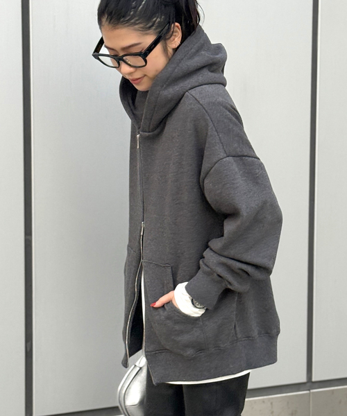 EVERYDAY I LIKE.(エヴリディアイライク)の「NEWウォームジップフーディ(Tシャツ/カットソー・レディース・ブラック/グレー/ホワイト・FREE)」の9枚目の写真