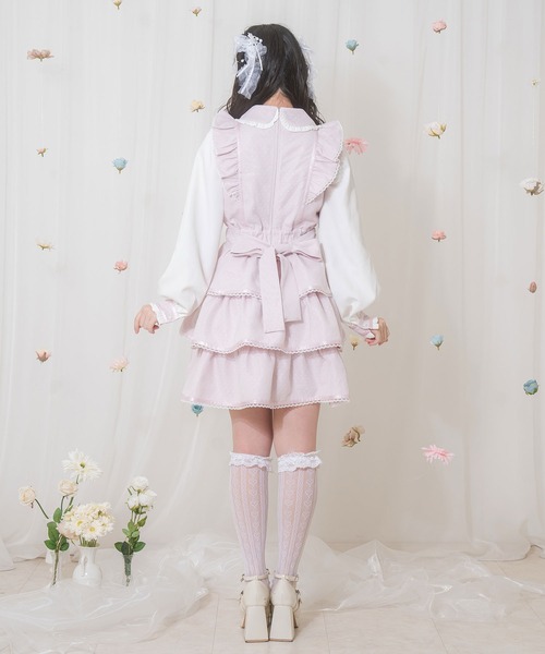 Honey Cinnamon（ハニーシナモン）の「リボン付きドットチュールワンピース（ワンピース・レディース・ピンク/ホワイト・FREE）」の5枚目の写真