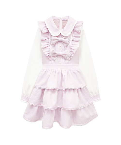 Honey Cinnamonリボン付きドットチュールワンピース Honey Cinnamon（ハニーシナモン）の「リボン付きドットチュール