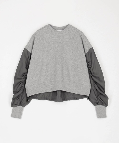 NICOLE white（ニコルホワイト）の「異素材使い裏起毛プルオーバー（Tシャツ/カットソー・レディース・グレー/ホワイト/チャコール・FREE）」の4枚目の写真