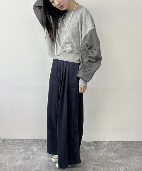 NICOLE white（ニコルホワイト）の「異素材使い裏起毛プルオーバー（Tシャツ/カットソー・レディース・グレー/ホワイト/チャコール・FREE）」の15枚目の写真