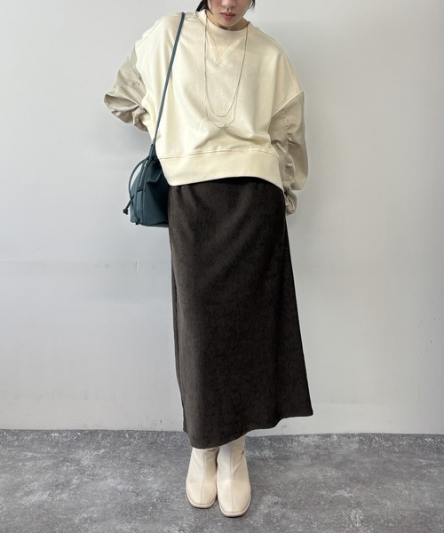 NICOLE white（ニコルホワイト）の「異素材使い裏起毛プルオーバー（Tシャツ/カットソー・レディース・グレー/ホワイト/チャコール・FREE）」の17枚目の写真