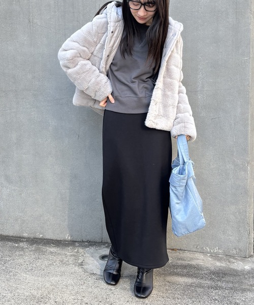 NICOLE white（ニコルホワイト）の「異素材使い裏起毛プルオーバー（Tシャツ/カットソー・レディース・グレー/ホワイト/チャコール・FREE）」の18枚目の写真