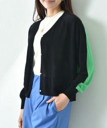 INTERPLANET | 【UV加工・ウォッシャブル】バイカラーVネックカーディガン(カーディガン/ボレロ)