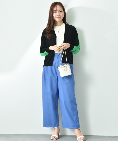 INTERPLANET（インタープラネット）の「【ＵＶ加工・ウォッシャブル】バイカラーＶネックカーディガン（カーディガン/ボレロ・レディース・ブルー/ブラック・FREE）」の11枚目の写真