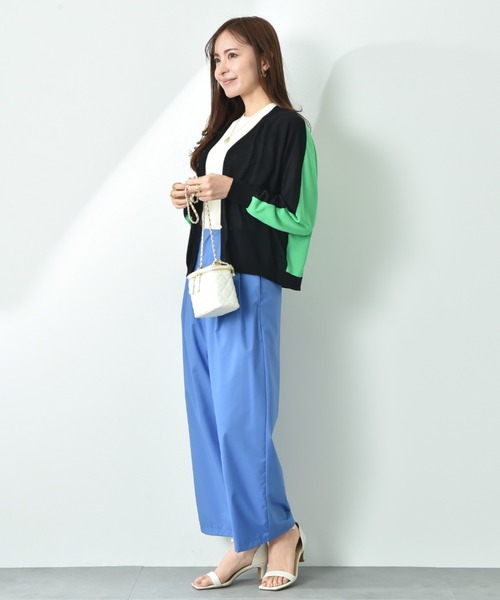 INTERPLANET（インタープラネット）の「【ＵＶ加工・ウォッシャブル】バイカラーＶネックカーディガン（カーディガン/ボレロ・レディース・ブルー/ブラック・FREE）」の12枚目の写真