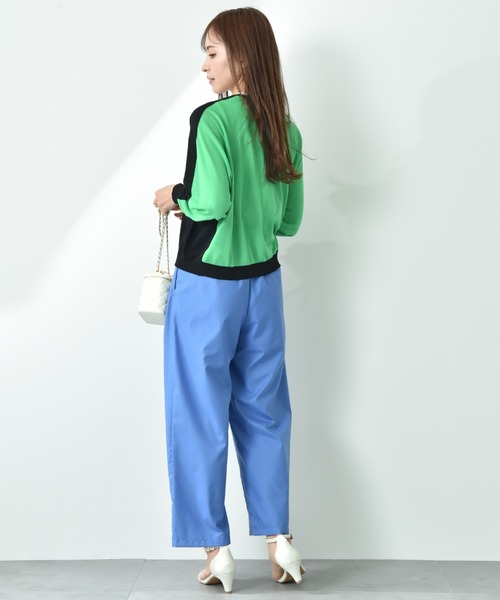 INTERPLANET（インタープラネット）の「【ＵＶ加工・ウォッシャブル】バイカラーＶネックカーディガン（カーディガン/ボレロ・レディース・ブルー/ブラック・FREE）」の13枚目の写真