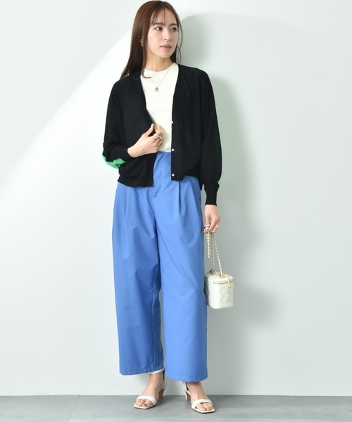 INTERPLANET（インタープラネット）の「【ＵＶ加工・ウォッシャブル】バイカラーＶネックカーディガン（カーディガン/ボレロ・レディース・ブルー/ブラック・FREE）」の15枚目の写真