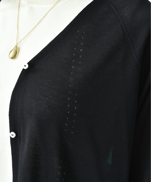 INTERPLANET（インタープラネット）の「【ＵＶ加工・ウォッシャブル】バイカラーＶネックカーディガン（カーディガン/ボレロ・レディース・ブルー/ブラック・FREE）」の9枚目の写真