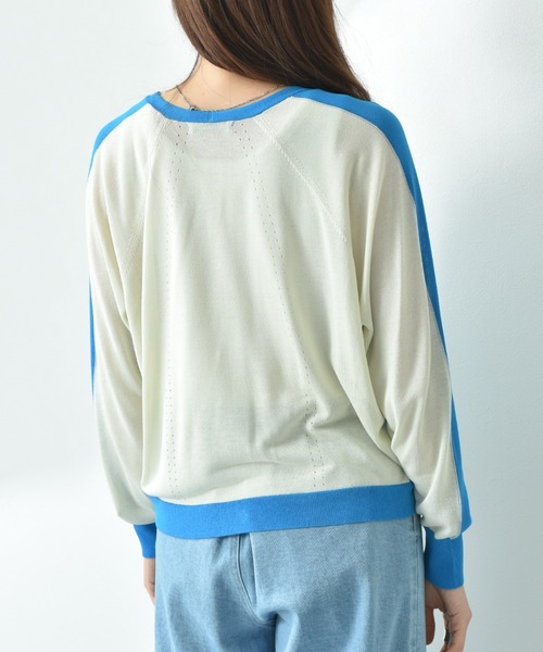 INTERPLANET（インタープラネット）の「【ＵＶ加工・ウォッシャブル】バイカラーＶネックカーディガン（カーディガン/ボレロ・レディース・ブルー/ブラック・FREE）」の18枚目の写真