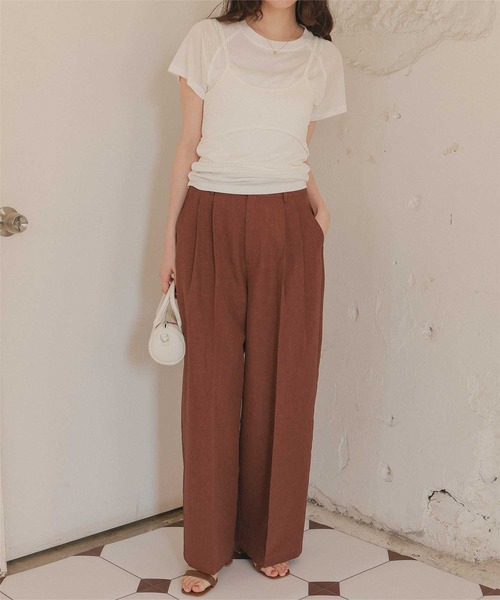 titivate（ティティベイト）の「リネンライクツータックワイドパンツ（その他パンツ・レディース・サンドベージュ/ホワイト/ライトベージュ/ブラウン系その他・SP/S/M/MT/L）」の2枚目の写真