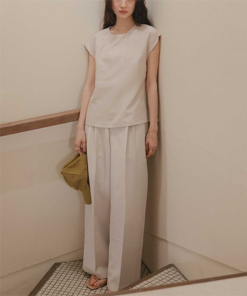 titivate（ティティベイト）の「リネンライクツータックワイドパンツ（その他パンツ・レディース・サンドベージュ/ホワイト/ライトベージュ/ブラウン系その他・SP/S/M/MT/L）」の4枚目の写真