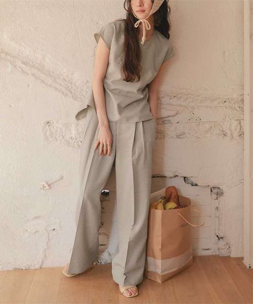 titivate（ティティベイト）の「リネンライクツータックワイドパンツ（その他パンツ・レディース・サンドベージュ/ホワイト/ライトベージュ/ブラウン系その他・SP/S/M/MT/L）」の3枚目の写真