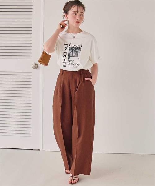 titivate(ティティベイト)の「リネンライクツータックワイドパンツ(その他パンツ・レディース・サンドベージュ/ホワイト/ライトベージュ/ブラウン系その他・SP/S/M/MT/L)」の16枚目の写真