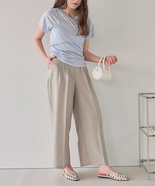 titivate(ティティベイト)の「リネンライクツータックワイドパンツ(その他パンツ・レディース・サンドベージュ/ホワイト/ライトベージュ/ブラウン系その他・SP/S/M/MT/L)」の21枚目の写真