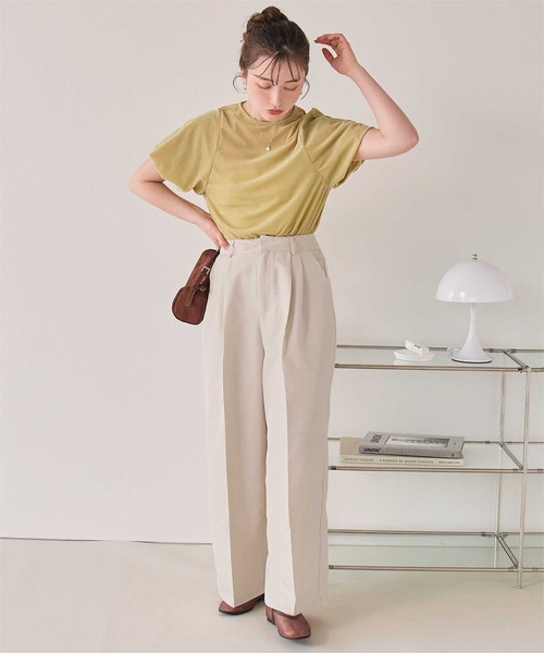 titivate(ティティベイト)の「リネンライクツータックワイドパンツ(その他パンツ・レディース・サンドベージュ/ホワイト/ライトベージュ/ブラウン系その他・SP/S/M/MT/L)」の7枚目の写真