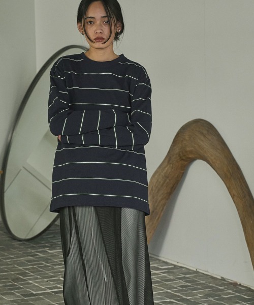 【セール】HEAVY WEIGHT BORDER TEE（Tシャツ/カットソー）｜marjour（マージュール）