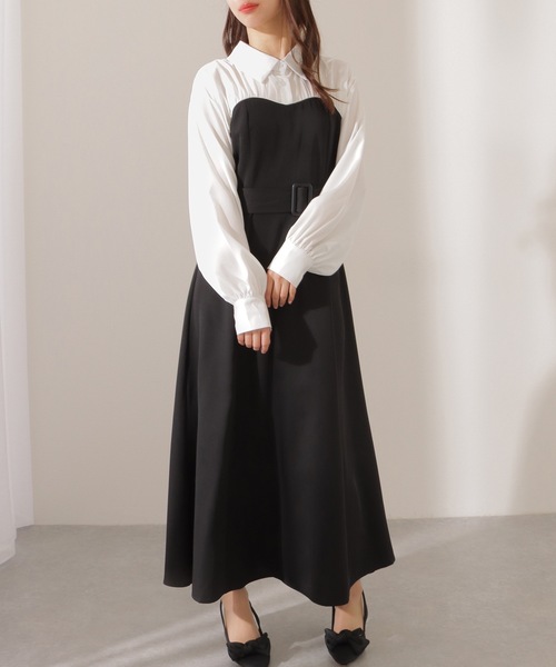 Lace Ladies(レースレディース)の「ウエストギャザー ハイウエスト ブラウス ドッキング ワンピース(ワンピース・レディース・ネイビー/ブラック/ピンク・FREE/S)」の21枚目の写真