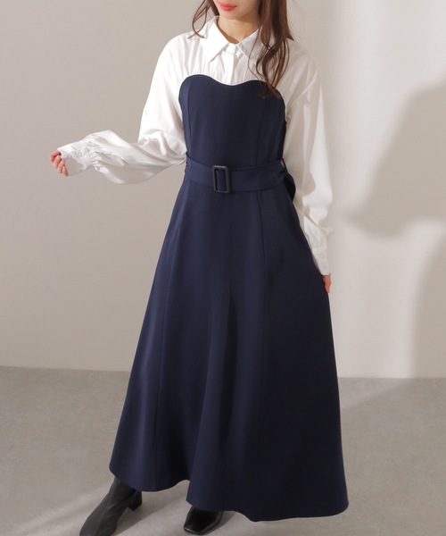 Lace Ladies(レースレディース)の「ウエストギャザー ハイウエスト ブラウス ドッキング ワンピース(ワンピース・レディース・ネイビー/ブラック/ピンク・FREE/S)」の17枚目の写真