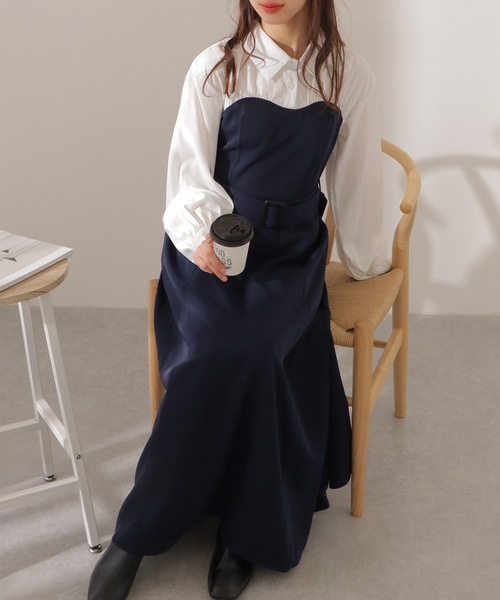 Lace Ladies(レースレディース)の「ウエストギャザー ハイウエスト ブラウス ドッキング ワンピース(ワンピース・レディース・ネイビー/ブラック/ピンク・FREE/S)」の18枚目の写真