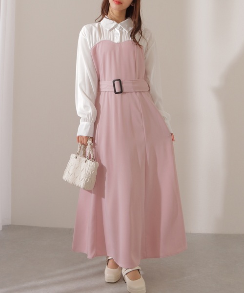 Lace Ladies(レースレディース)の「ウエストギャザー ハイウエスト ブラウス ドッキング ワンピース(ワンピース・レディース・ネイビー/ブラック/ピンク・FREE/S)」の12枚目の写真
