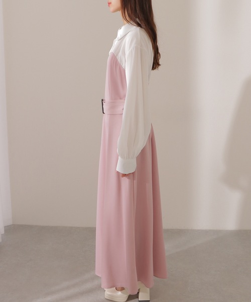 Lace Ladies(レースレディース)の「ウエストギャザー ハイウエスト ブラウス ドッキング ワンピース(ワンピース・レディース・ネイビー/ブラック/ピンク・FREE/S)」の15枚目の写真