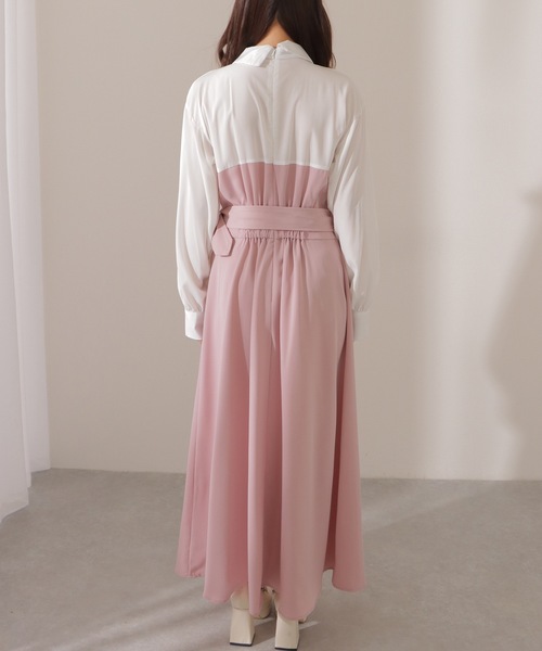 Lace Ladies(レースレディース)の「ウエストギャザー ハイウエスト ブラウス ドッキング ワンピース(ワンピース・レディース・ネイビー/ブラック/ピンク・FREE/S)」の16枚目の写真