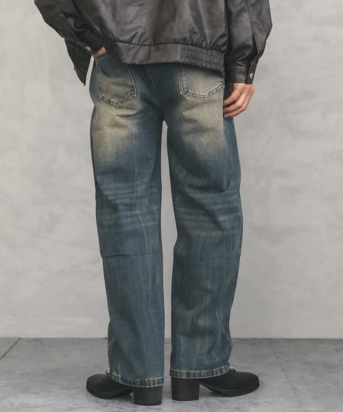Vintage wash side cut curve denim pants / ビンテージウォッシュサイドカットカーブデニムパンツ（デニムパンツ）｜Shoowtime（ショウタイム）