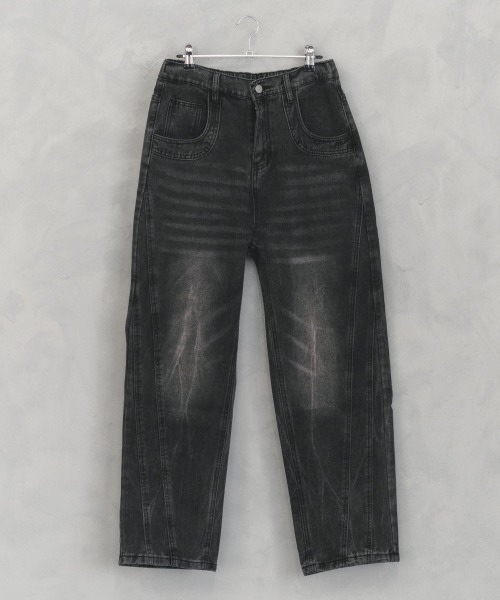 Vintage wash side cut curve denim pants / ビンテージウォッシュサイドカットカーブデニムパンツ（デニムパンツ）｜Shoowtime（ショウタイム）