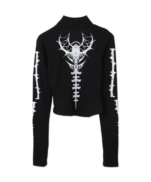 Figments（フィグメンツ）の「スカルハイネックトップ（Tシャツ/カットソー・レディース・ホワイト/ブラック・FREE）」の3枚目の写真