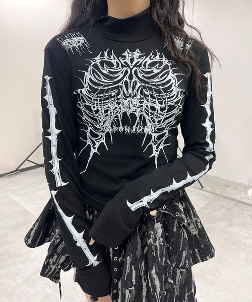 Figments（フィグメンツ）の「スカルハイネックトップ（Tシャツ/カットソー・レディース・ホワイト/ブラック・FREE）」の18枚目の写真