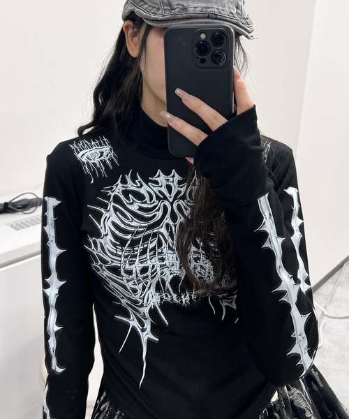 初期希少 14th addiction Voodoo Magic スカルTシャツ 初音兎薬魅邇】Crush your evil passions Tシャツ【Back】（闇色