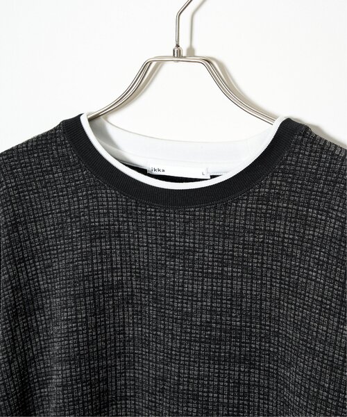 ikka(イッカ)の「ビッグワッフルフェイクベストロンT(Tシャツ/カットソー・メンズ・ネイビー/ライム/ブラック/ベージュ・M/XL/L/S)」の17枚目の写真