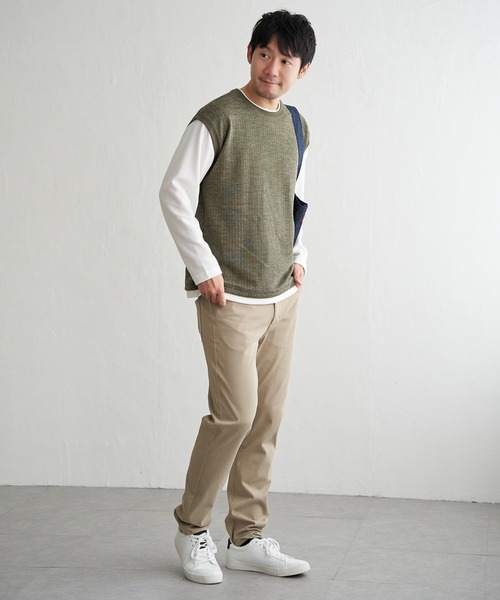 ikka(イッカ)の「ビッグワッフルフェイクベストロンT(Tシャツ/カットソー・メンズ・ネイビー/ライム/ブラック/ベージュ・M/XL/L/S)」の10枚目の写真