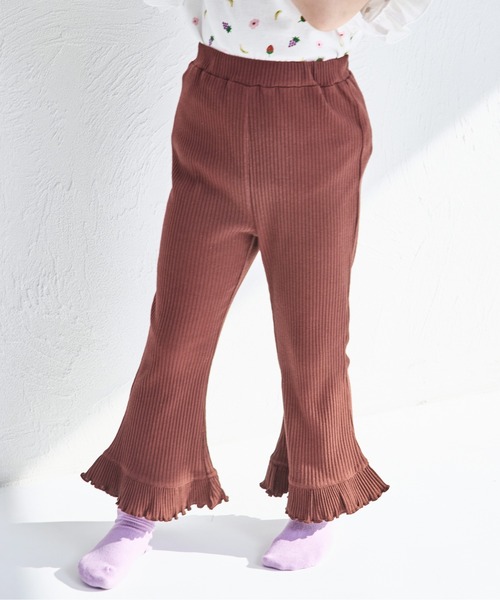 pairmanon（ペアマノン）の「【リブコットン100】ガールズ テレコ 裾フレアパンツ（その他パンツ・キッズ・ブラック/ブラック系その他2/ブラウン/ホワイト系その他/ベージュ/ブラック系その他/ベージュ系その他/ホワイト系その他3/ホワイト系その他2/ブラウン系その他/ピンク系その他/ホワイト系その他4・100/110/140/90/130/150/120）」の8枚目の写真