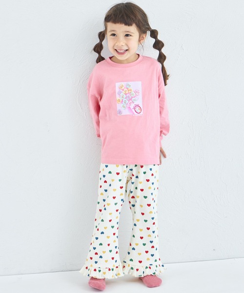 pairmanon（ペアマノン）の「【リブコットン100】ガールズ テレコ 裾フレアパンツ（その他パンツ・キッズ・ブラック/ブラック系その他2/ブラウン/ホワイト系その他/ベージュ/ブラック系その他/ベージュ系その他/ホワイト系その他3/ホワイト系その他2/ブラウン系その他/ピンク系その他/ホワイト系その他4・100/110/140/90/130/150/120）」の4枚目の写真