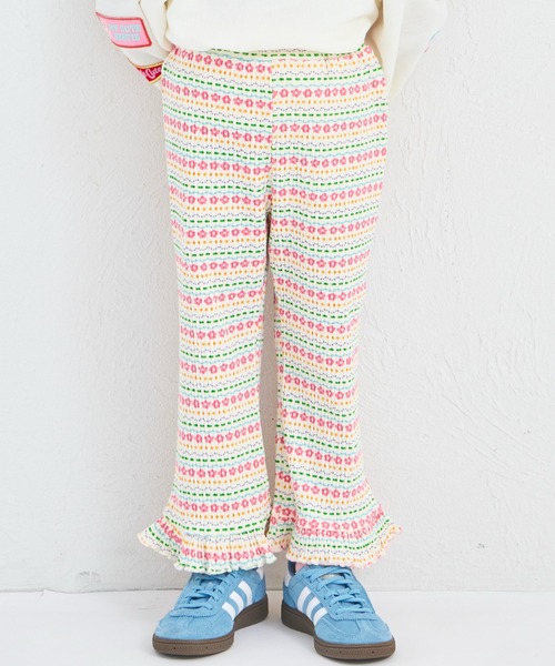 pairmanon（ペアマノン）の「【リブコットン100】ガールズ テレコ 裾フレアパンツ（その他パンツ・キッズ・ブラック/ブラック系その他2/ブラウン/ホワイト系その他/ベージュ/ブラック系その他/ベージュ系その他/ホワイト系その他3/ホワイト系その他2/ブラウン系その他/ピンク系その他/ホワイト系その他4・100/110/140/90/130/150/120）」の5枚目の写真